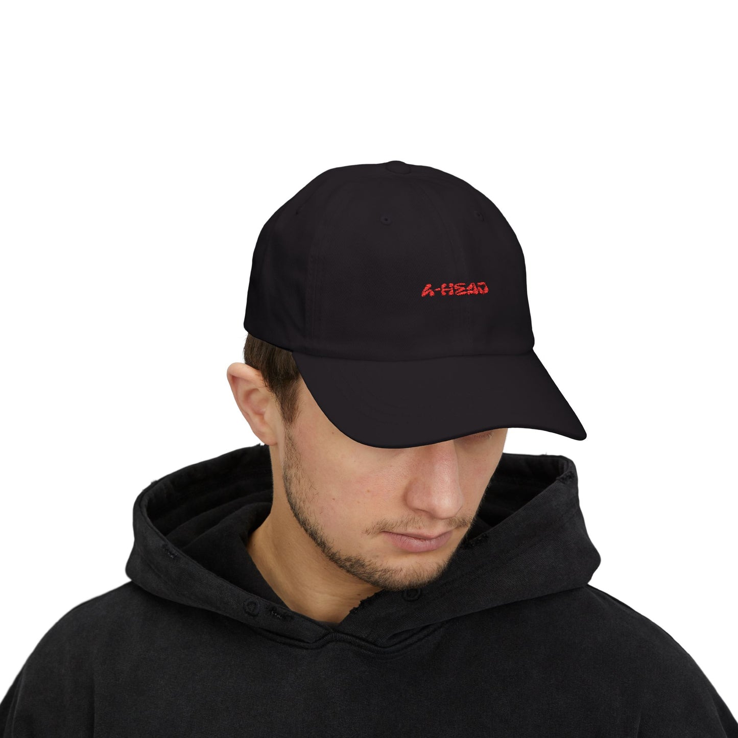 4-Head Dad Cap Embroidered (Black)